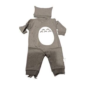 Totoro Baby Sleeper w/Hat‎ 3 mos size New Never used Grey Halloween Miyazaki Fan